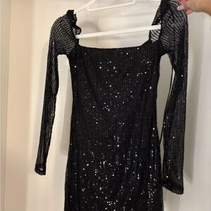 Lucy in the Sky Black Sequin Long Sleeve Dress
